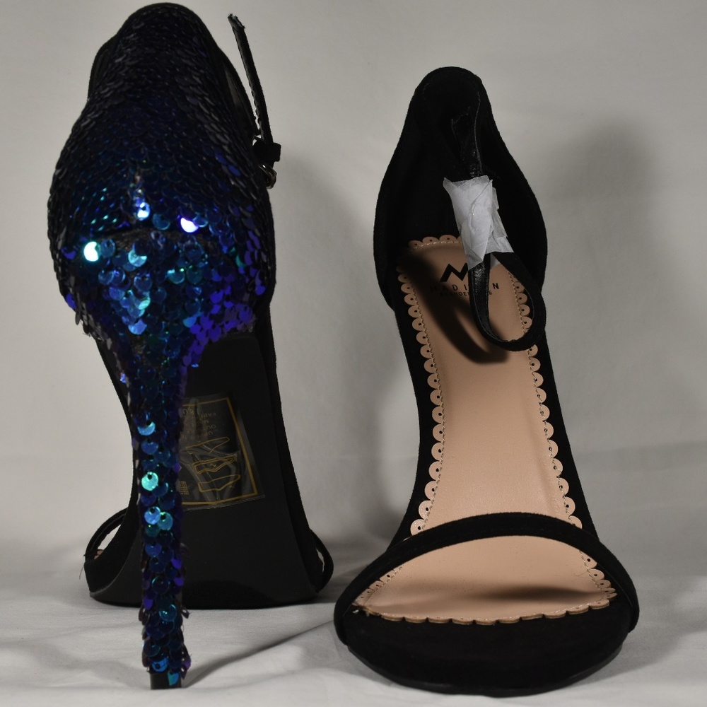 Madison Shoedazzle Blue Green Sequins Heels